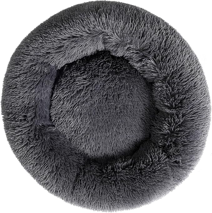 Super Soft Donut Cat Bed and Dog Bed Round Plush Pet Cushion Fluffy Rabbit Cave by Fhodigogo
