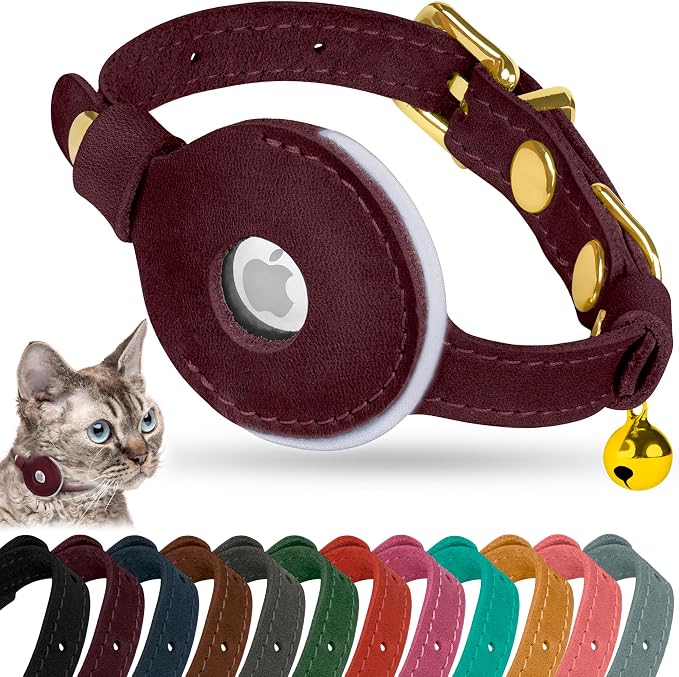OOPSDOGGY Reflective Leather AirTag Cat Collar by OOPSDOGGY