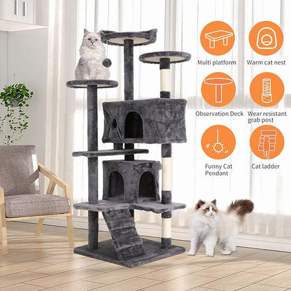 Cat Tree for Indoor Cats, Space Saving Cat Activity Center, Durable Pet Play - Image 2