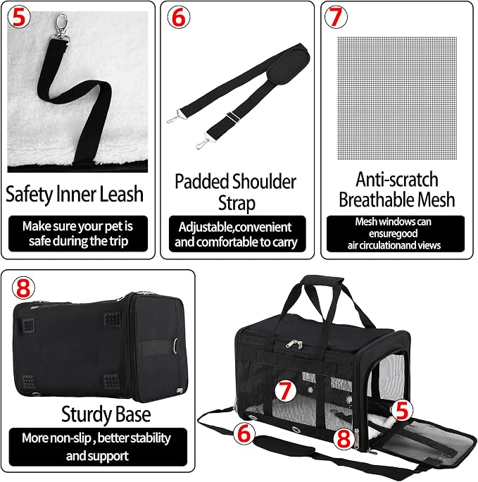 Soft Sided Cat/Dog Carrier, Collapsible Pets Travel Carriers - Image 5