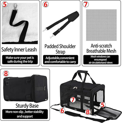 Soft Sided Cat/Dog Carrier, Collapsible Pets Travel Carriers - Image 5