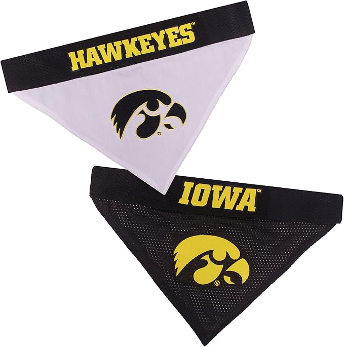 Pets First Collegiate Pet Accessories, Reversible Bandana, Iowa Hawkeyes by PETSFIRST