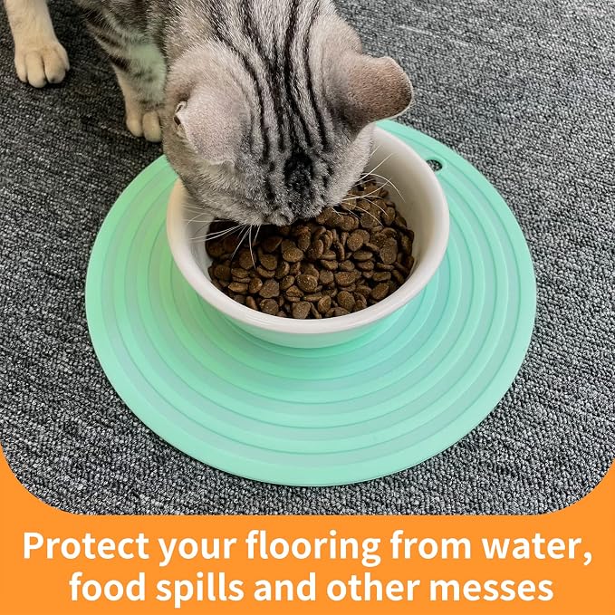 Ptlom Pet Food Mat for Dog and Cat Placemat 2 Pcs, Mat for Prevent Food and - Image 5