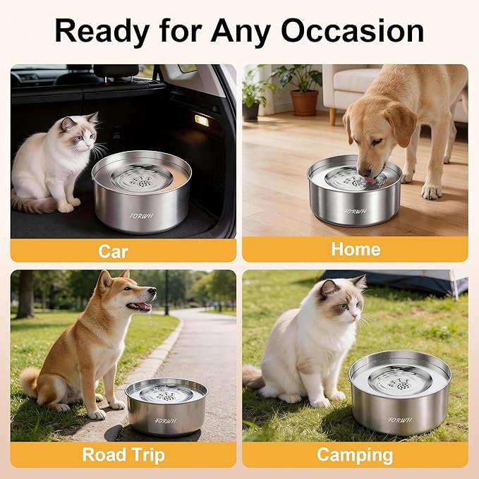 Stainless Steel Dog Water Bowl No Spill, 101oz/3L Large Capacity Pet Water - Image 6