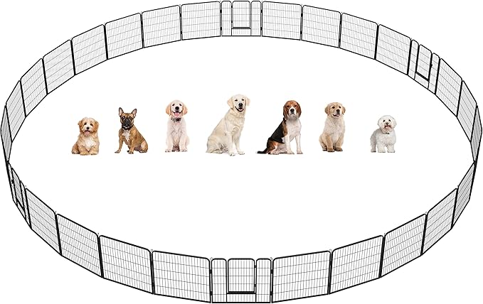 Yaheetech Dog Playpen Outdoor, 32 inch 32 Panels Dog Pen Indoor Heavy Duty by Yaheetech