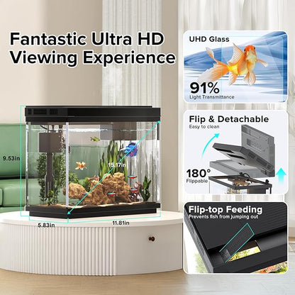 Fish Tank, 2.4 Gallon Fish Aquarium, Fish Tank Starter kit - Image 4