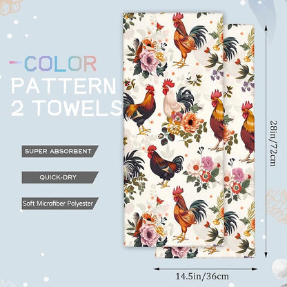 Cute Rooster Hand Towels - Image 2