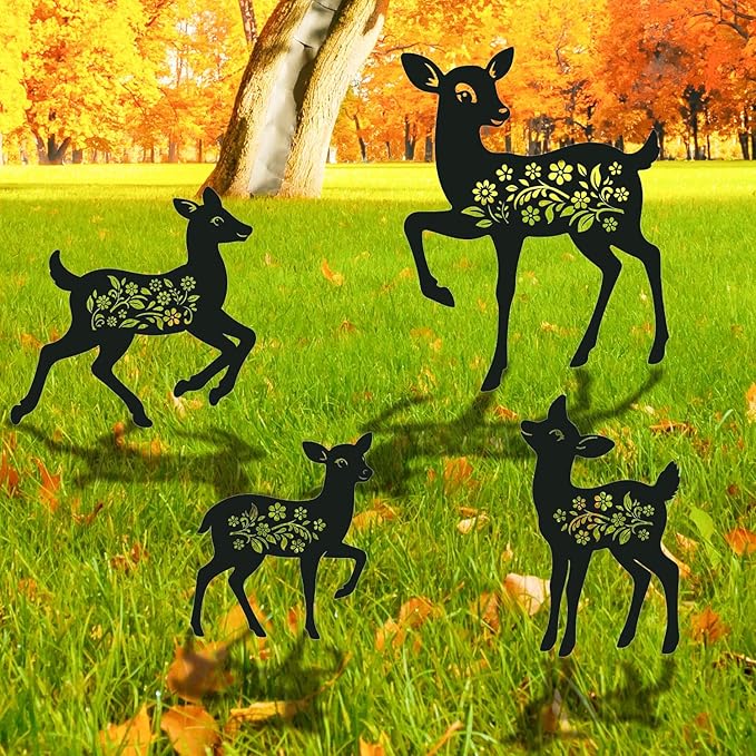 Deer Metal Garden Stakes Yard Decor, Lawn Ornaments by RNGMSI