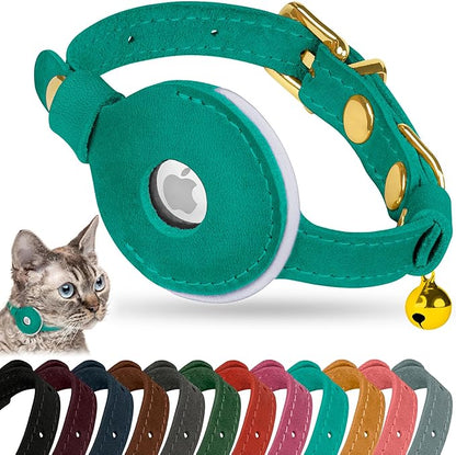 OOPSDOGGY Reflective Leather AirTag Cat Collar by OOPSDOGGY