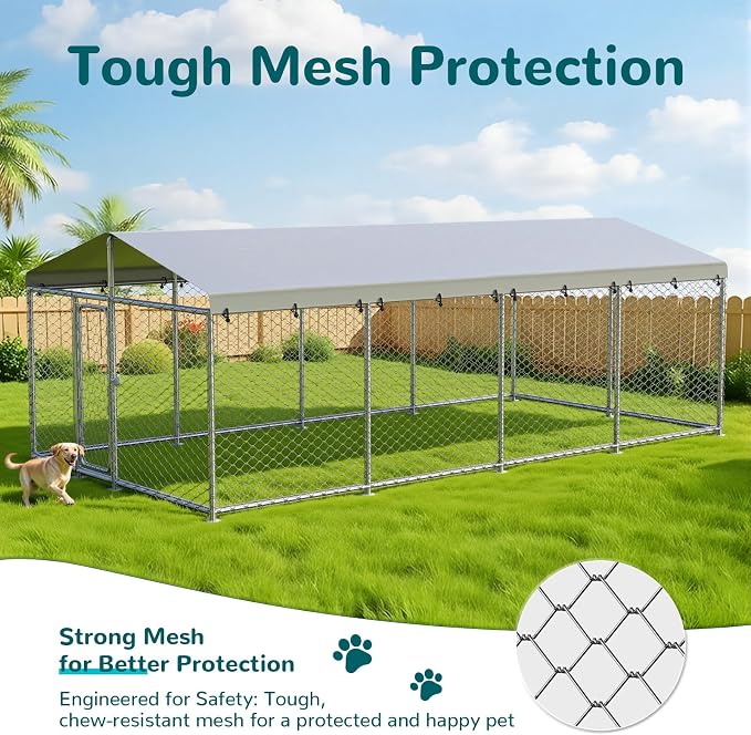 20'x10' Large Outdoor Dog Kennel Outside– Heavy-Duty Dog Enclosure - Image 4