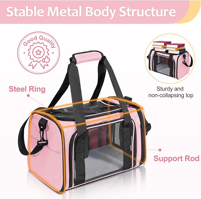 Discala Cat Dog Carrier Up to 15 Lbs TSA Airline Approved Pet Carrier - Image 7
