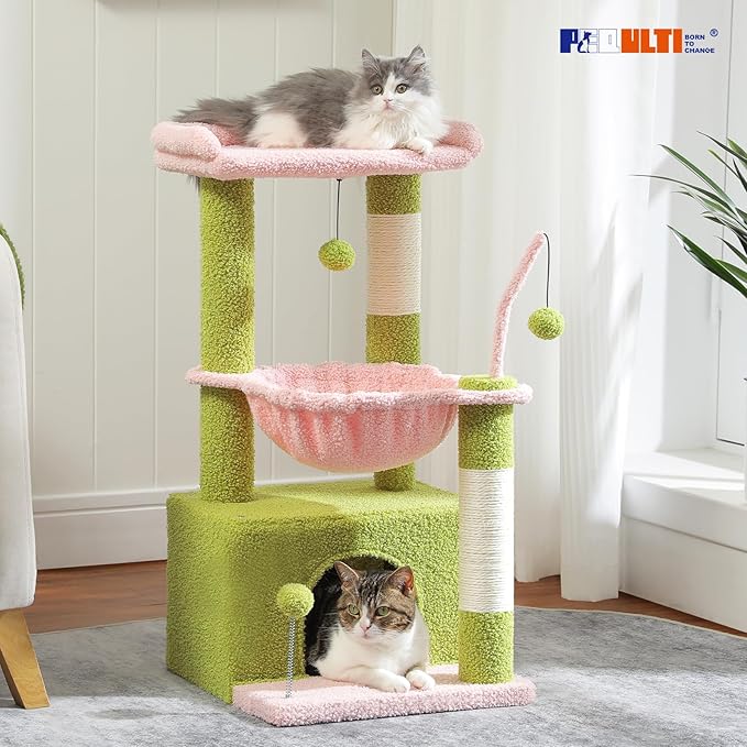 PEQULTI 4-in-1 Multi-Level Cat Tower, Scratching Post - Image 8