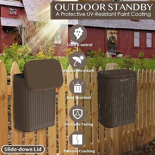 PAWZIDEA Wall Mount Dog Poop Trash Can Outside, 2.1 Gallon Small Dog Waste Bin - Image 2