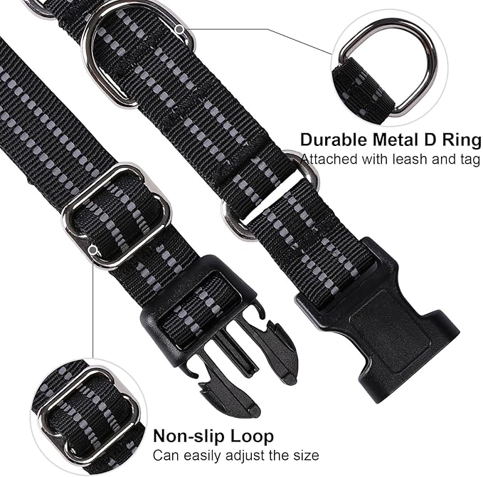 Martingale Dog Collar, Adjustable Nylon Reflective Collar - Image 3