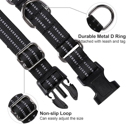 Martingale Dog Collar, Adjustable Nylon Reflective Collar - Image 3