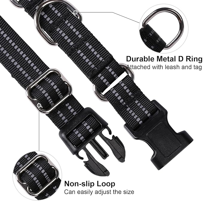 Martingale Dog Collar, Adjustable Nylon Reflective Collar - Image 3