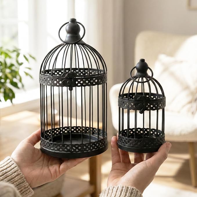 VELA LANTERNS Bird Cage Decor Candle Holder Lantern Decorative Table - Image 4