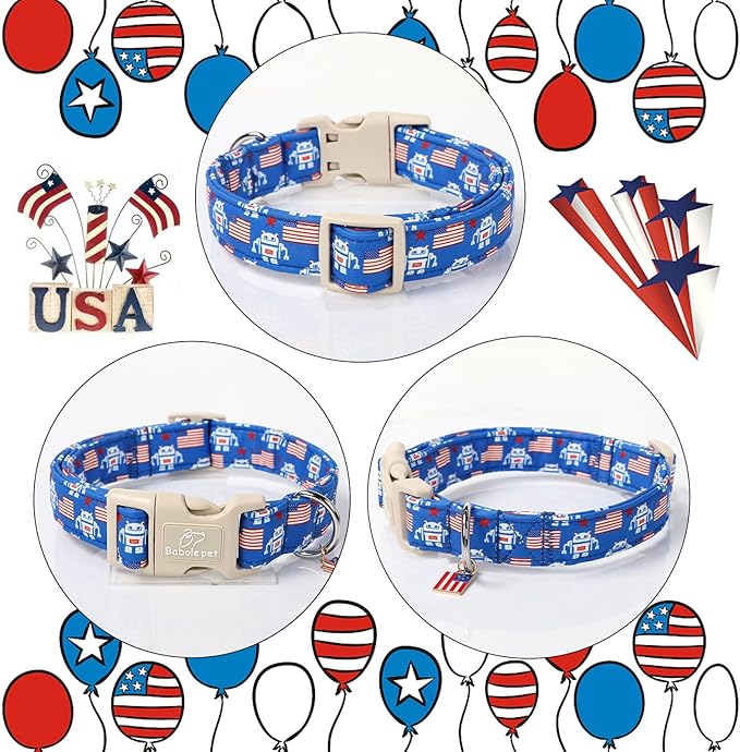 4th of July Dog Collar, Robot Star-Spangled Patriotic Dog Collars - Image 5
