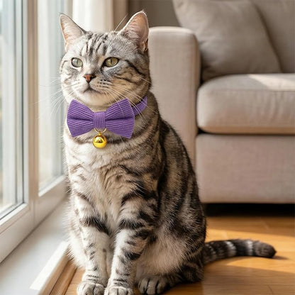THAIN Cat Collar with Bow Tie and Bell, Breakaway Adjustable Cute Soft Corduroy - Image 5