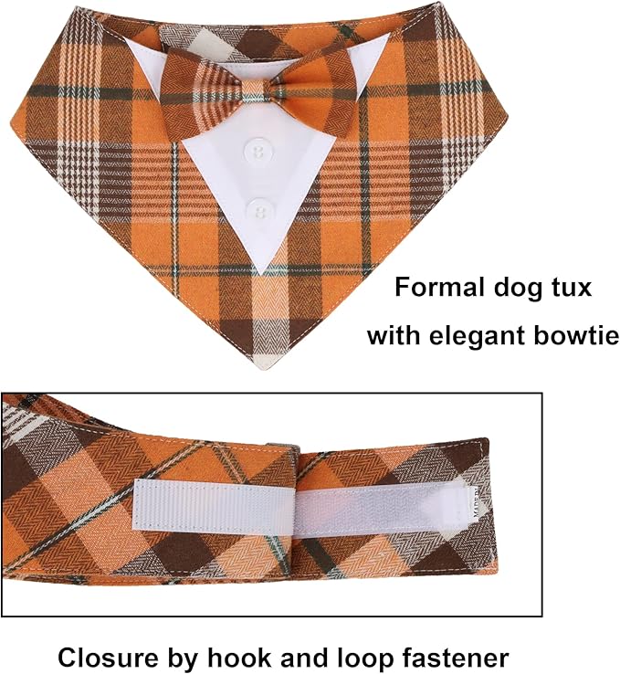 ADOGGYGO Fall Dog Tuxedo Bandana, Adjustable Halloween Thanksgiving Formal - Image 4
