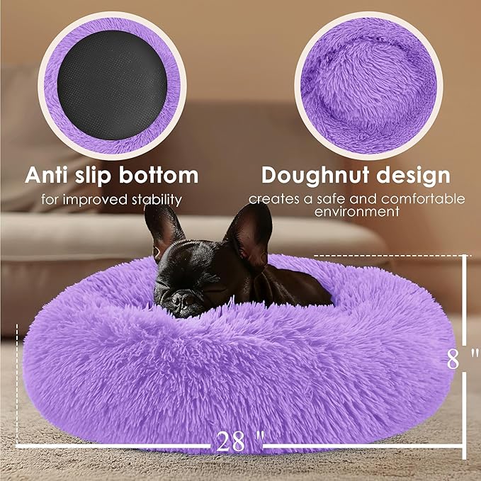 28in Large Dog Bed, Medium Size Dog and Cats, Calming Donut Bed - Image 3