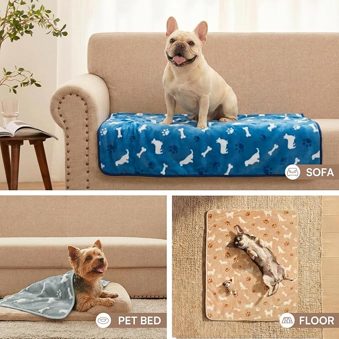Luciphia 1 Pack 3 Dog Printed Fleece Pet Blankets Washable，Soft Warm Throw - Image 6