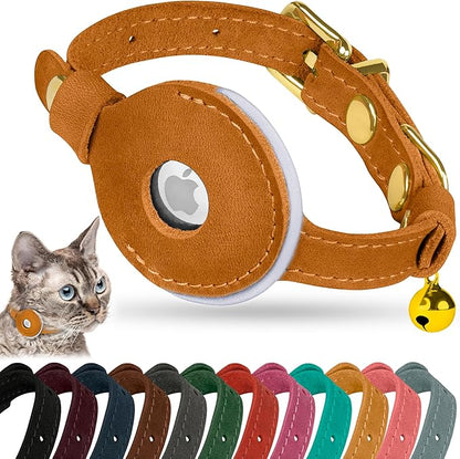 OOPSDOGGY Reflective Leather AirTag Cat Collar by OOPSDOGGY