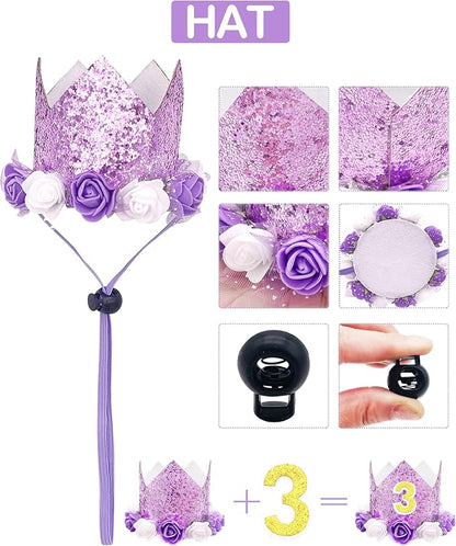 PET SHOW Purple Crown Dog Birthday Party Hat - Image 3