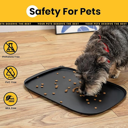 Silicone Dog Food Mat with Side Pocket & Hook Hole, Soft Raised Edges, Easy - Image 6