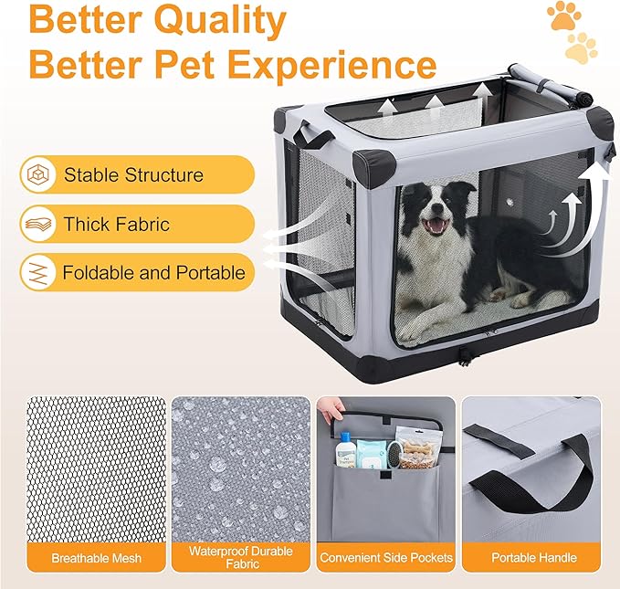 Dog Travel Crate 36 Inch, Portable Soft-Sided Travel Carriers - Image 5