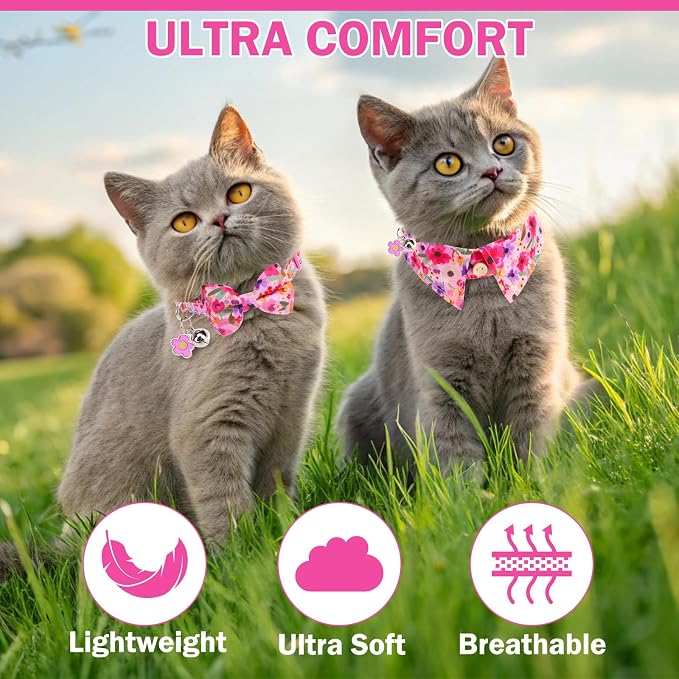 Cat Collar Breakaway with Bells, Small Cat Collar with Bow - Image 3