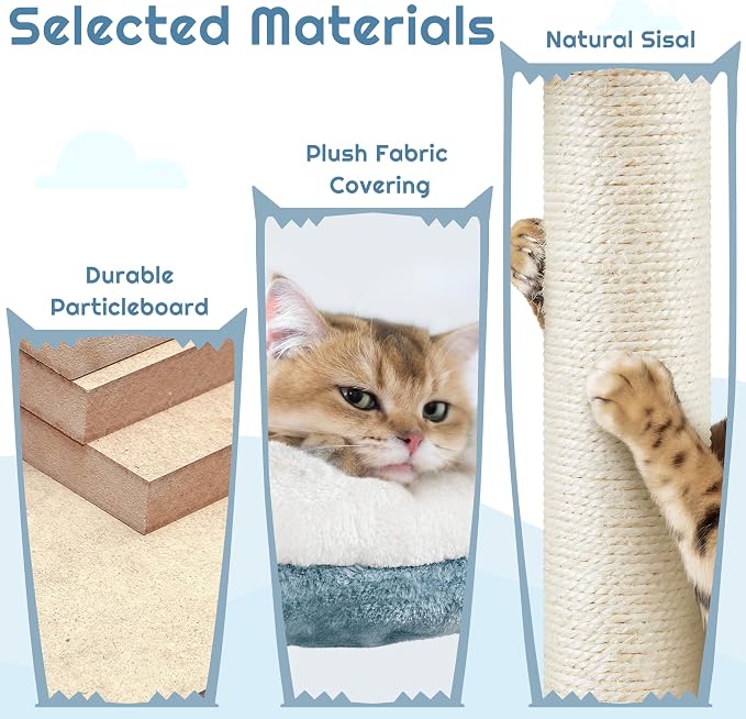 Yaheetech 45.5in Ocean-Themed Cat Tree Multi-Level Cat Tower, Plush Pet - Image 6