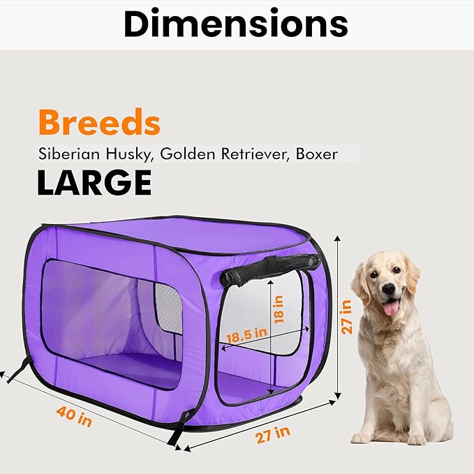Beatrice Home Fashions Portable, Collapsible, Pop Up Kennel Travel Cat and Dog - Image 2
