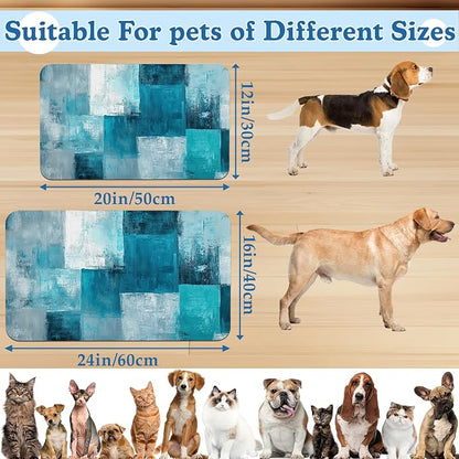 Blue Teal Dog Cat Food Mat–Christmas Stocking Absorbent Waterproof Placemat - Image 2