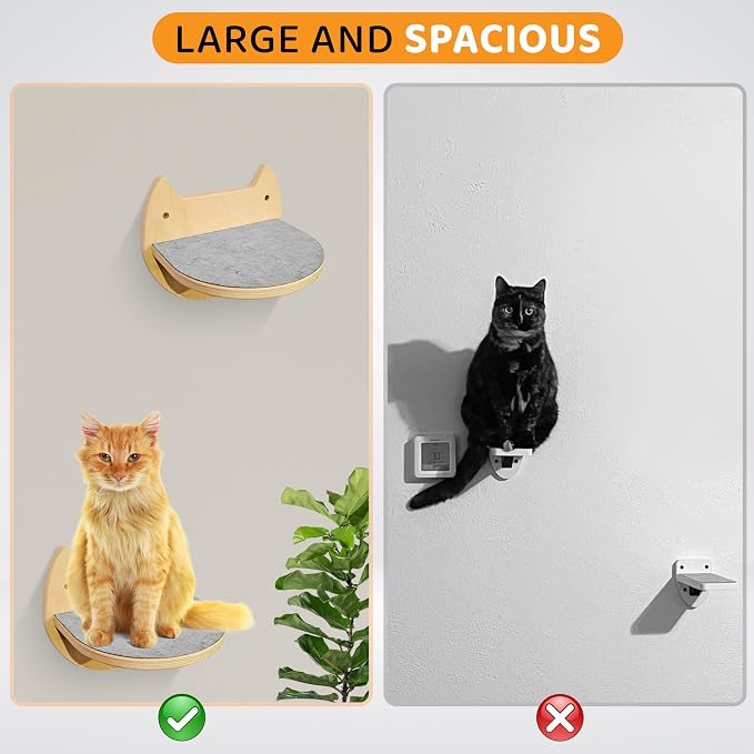 Cat Wall Shelves with 3 Steps – Modern Wood Wall Mounted Furniture, Climber & - Image 4