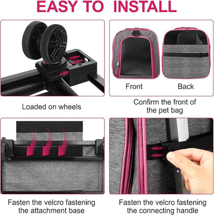 Pet Carrier with Wheels Up to 33 lbs Airline Approved Cat Carrier Rolling Pet - Image 3