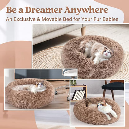 rabbitgoo Cat Beds for Indoor, 20 inches Machine Washable, Fluffy Round Pet Bed - Image 8