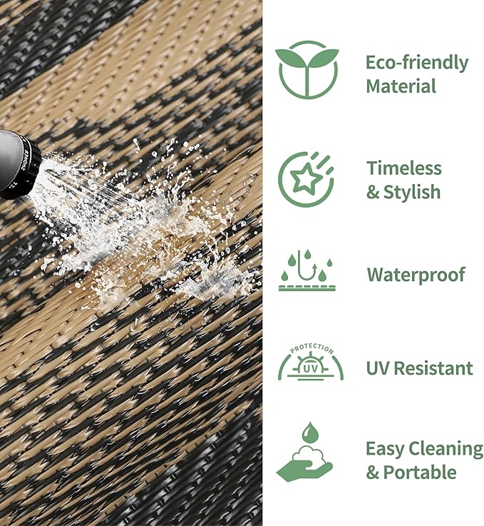 GENIMO Outdoor Rug for Patio Clearance, Reversible Plastic Straw Rugs for RV - Image 5