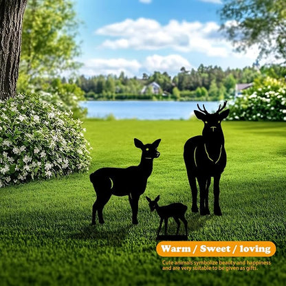 3 Pack Deer Metal Garden Decorative Stakes, Weather Proof Silhouette Statues - Image 2