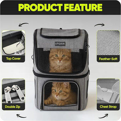 Cat Backpack Carrier for 2 Cats, Kittens or Small Dogs, Foldable & Breathable - Image 4