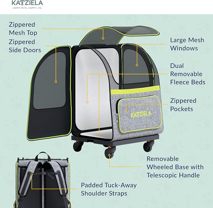 Katziela Wheeled Pet Carrier Backpack - Image 5