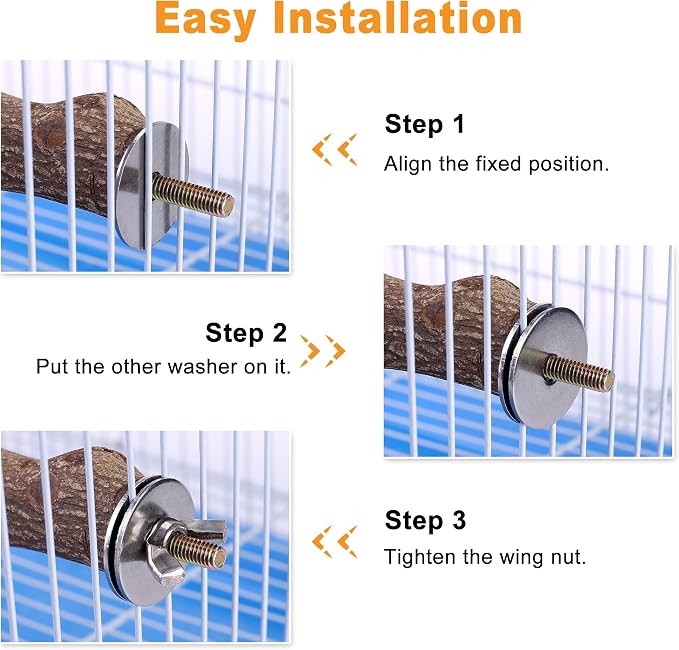 Bird Perch Stand Toy, Natural Wood Parrot Perch Bird Cage Branch Perch - Image 5