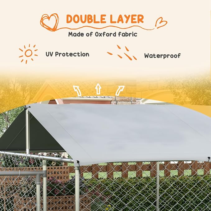 PawHut Outdoor Dog Kennel, Heavy Duty Dog Run Outdoor Fence - Image 5