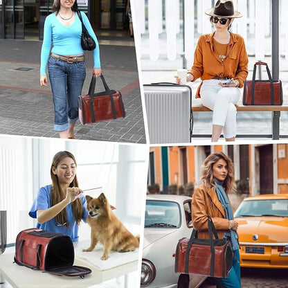 Fashion Leather Dog Carrier Cat Carrier Airline Approved Pet Carrier - Image 7