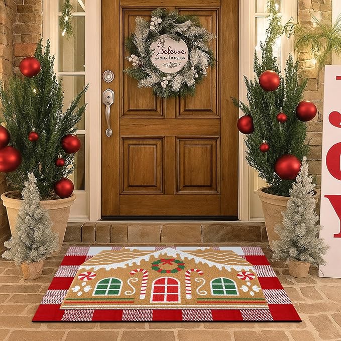 Tinideya 2 Pcs Door Mat Welcome Non Slip Coir Mats Floor Layering Doormats by Tinideya