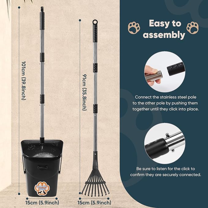 Stainless Steel Dog Pooper Scooper, 20 Waste Bags - Image 7