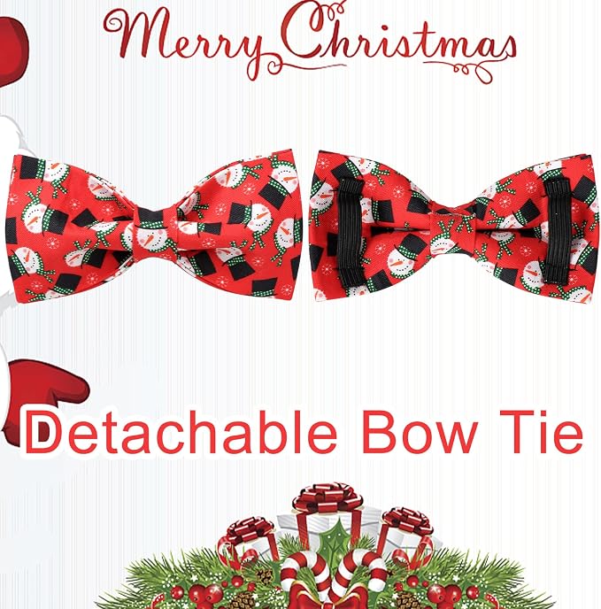 Christmas Dog Collar with Bow Tie, Christmas Collar - Image 4