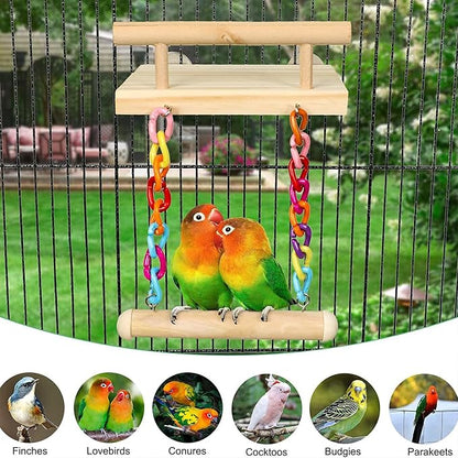 Natural Wood Bird Perch Platform - Image 4