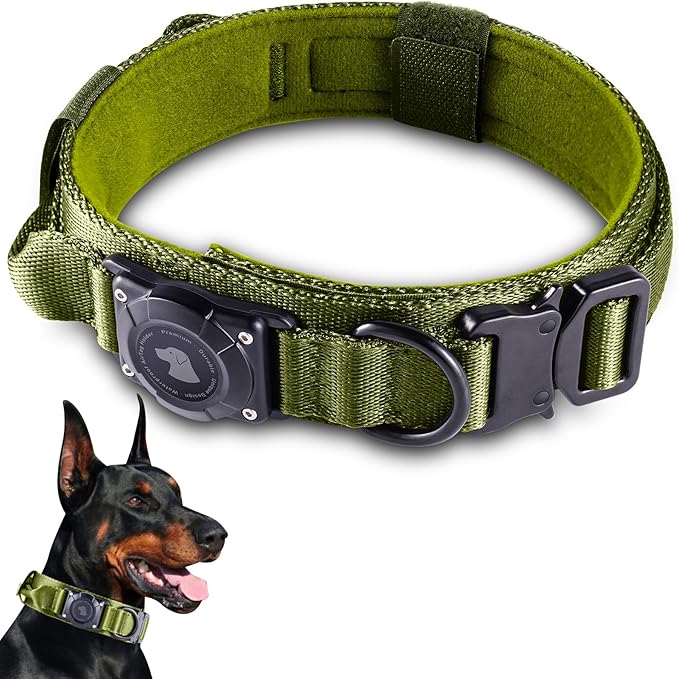 2025 Upgrade Waterproof AirTag Dog Collar, Military Tactical Dog Collar by ODOKELE
