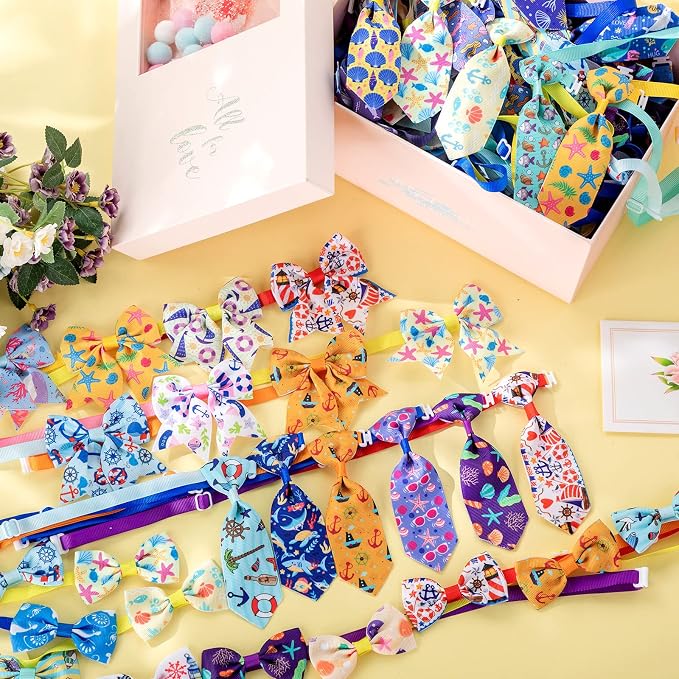 Reginary 100 Pieces Dog Bow Tie Collar Set Include 40 Dog Neckties, and 30 - Image 4